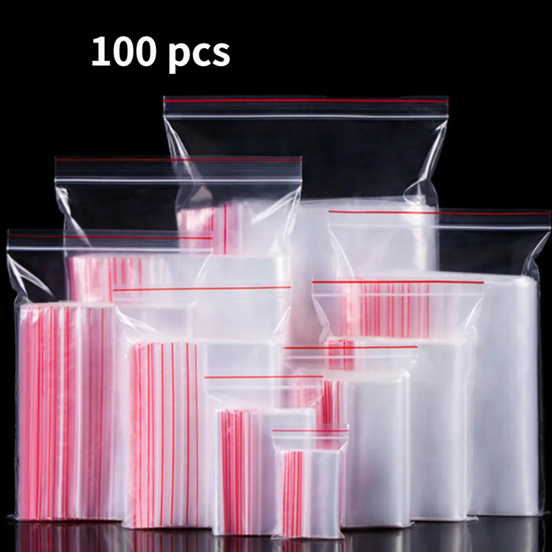 100/300/500pcs/pack Bolsas de plástico con cierre hermético Bolsa