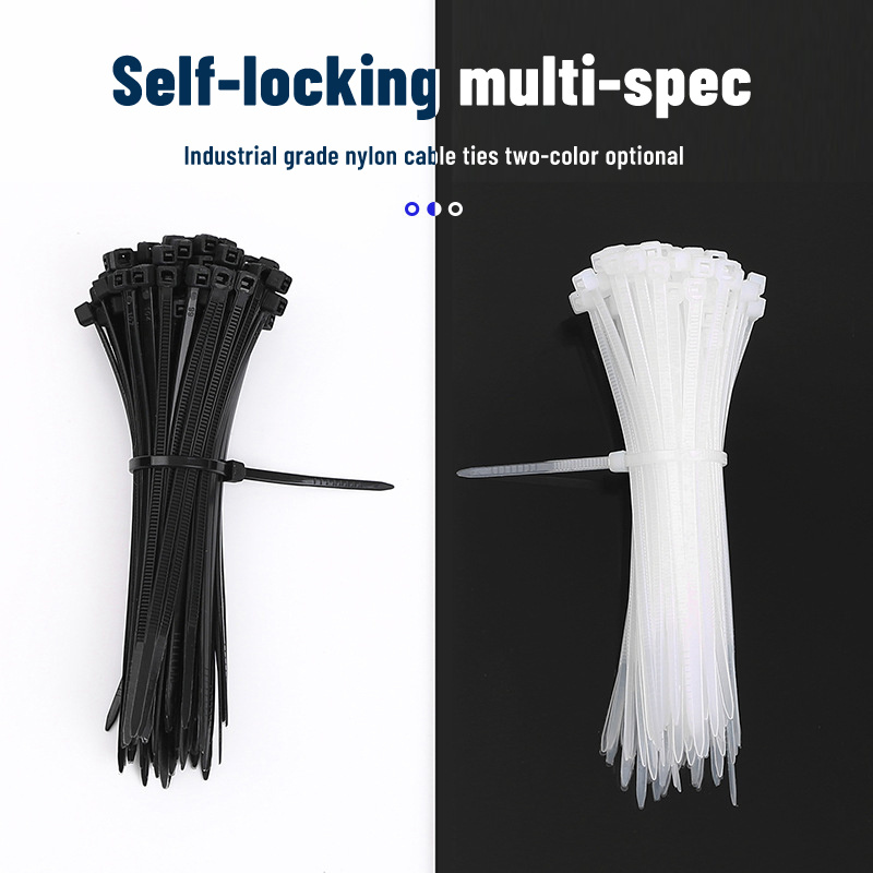 300 bridas para cables autoblocantes de nailon de plástico blanco y negro,  organizador de sujeción para cables, bridas industriales (color blanco)