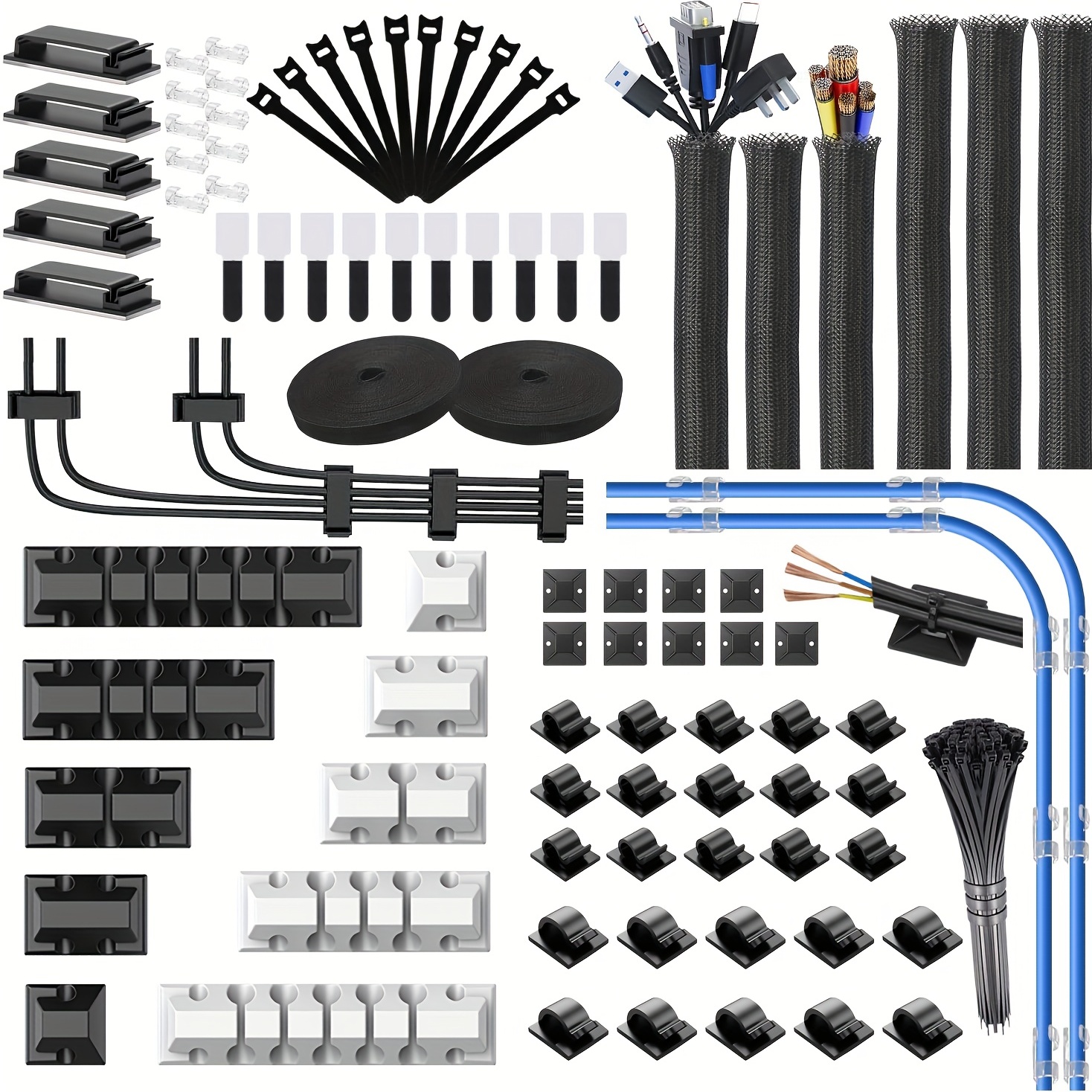 Strong Back-Glue Self Adhesive Cable Zip Tie Mounts Kit - 50 Set Cable  Management Clips with 6 Zip Ties, Wire Holders - Outdoor Sticky Wire  Organizer