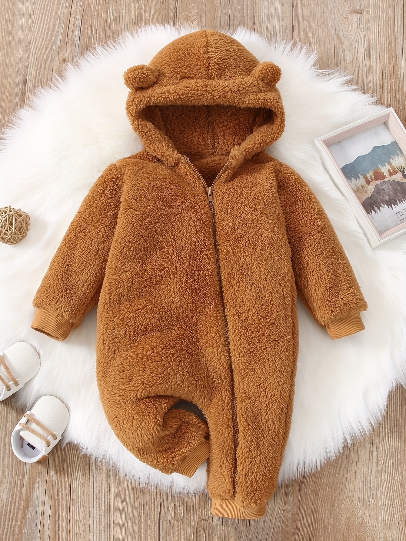 Monos Ropa de bebé unisex, lindo traje de nieve para bebé, mono con  capucha, mono de manga larga, traje con cremallera, mono de forro polar  coralino