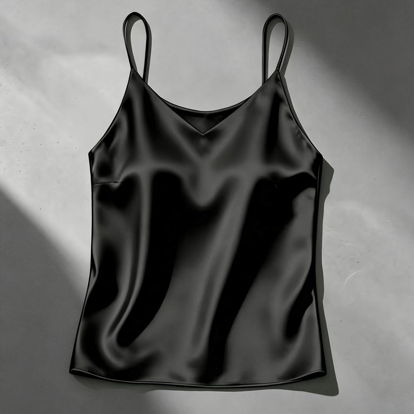 TEMU 1pc Elegant Solid Color Satin Lingerie Top For Women - Sexy Thin Strap Design, Full Coverage, Smooth Glossy Surface, Suitable For Summer Wear,