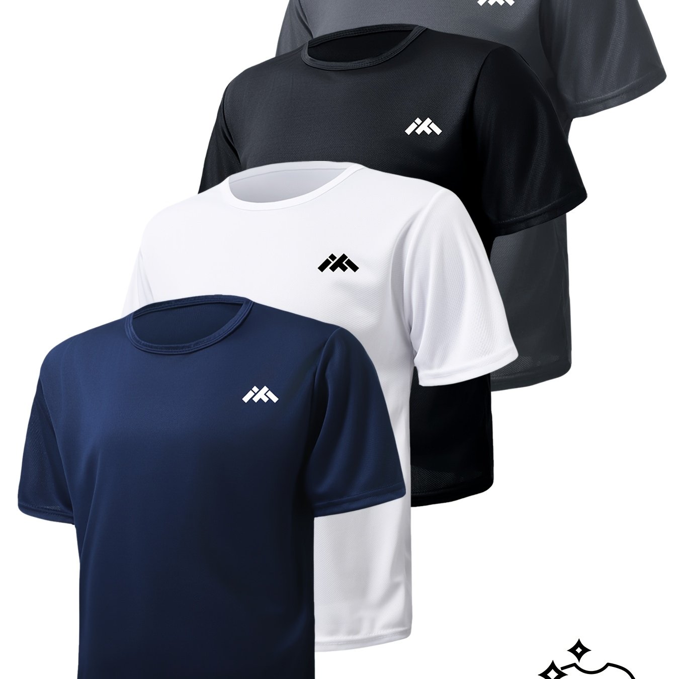 TEMU 4-pc Men's Plus Size Easy Design Pattern Ultra-thin Quick-dry Fitness Sports Casual Fashion T-shirt Lightweight Breathable Moisture-wicking