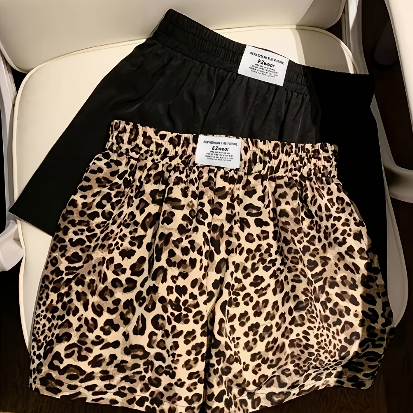 Plus Size, 2pcs Leopard Print Loose Shorts | Summer