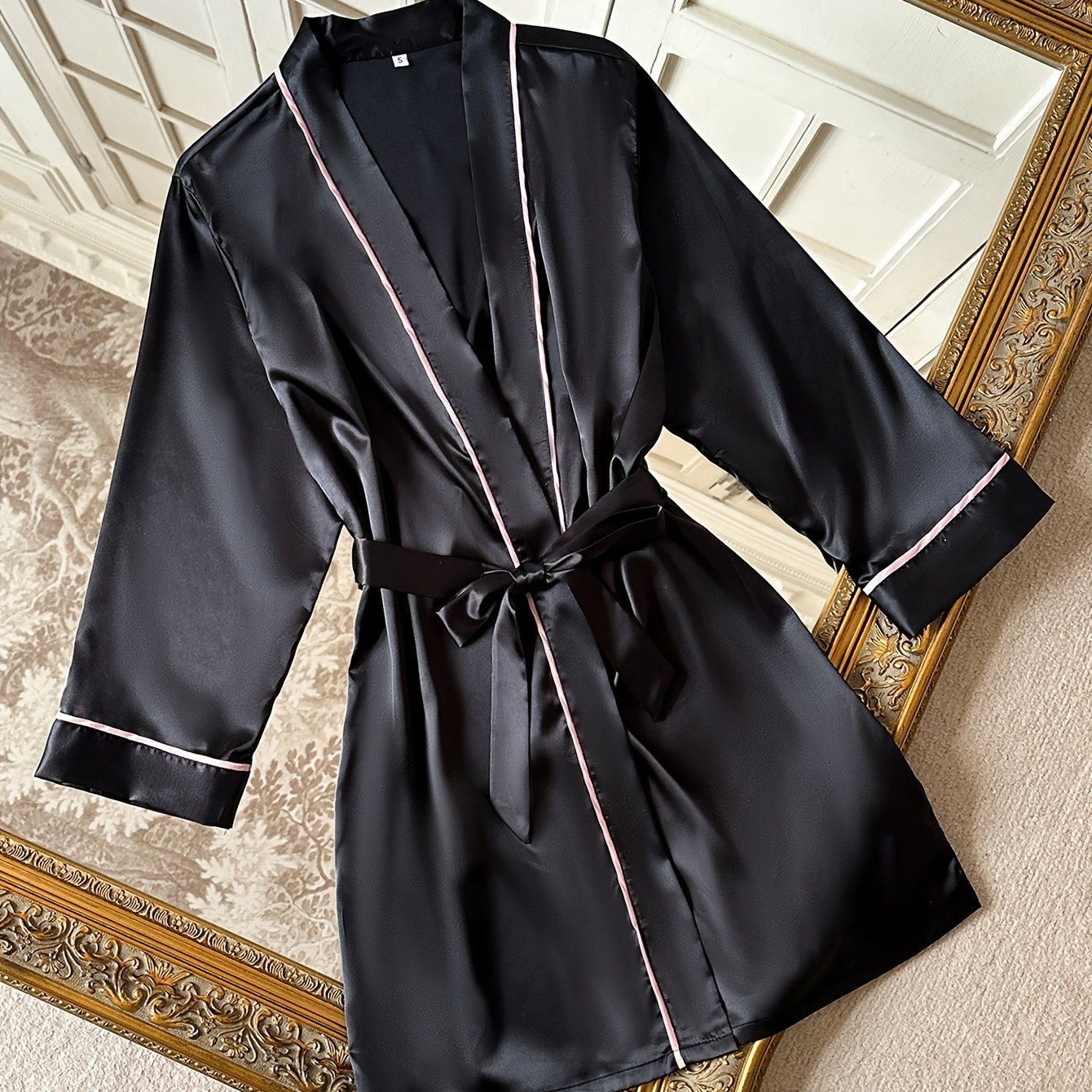 TEMU V-neck Comfortable Sleep Robe, Elegant Temperament House Robe, Solid /winter Bathrobe