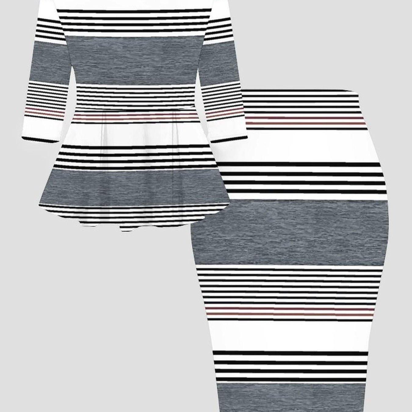 Image of Ladies' Fashionable And Elegant -sleeve And Hip-hugging Skirt Set, A 2pcs Set Of Top And Skirt, Elegant And , Simple And