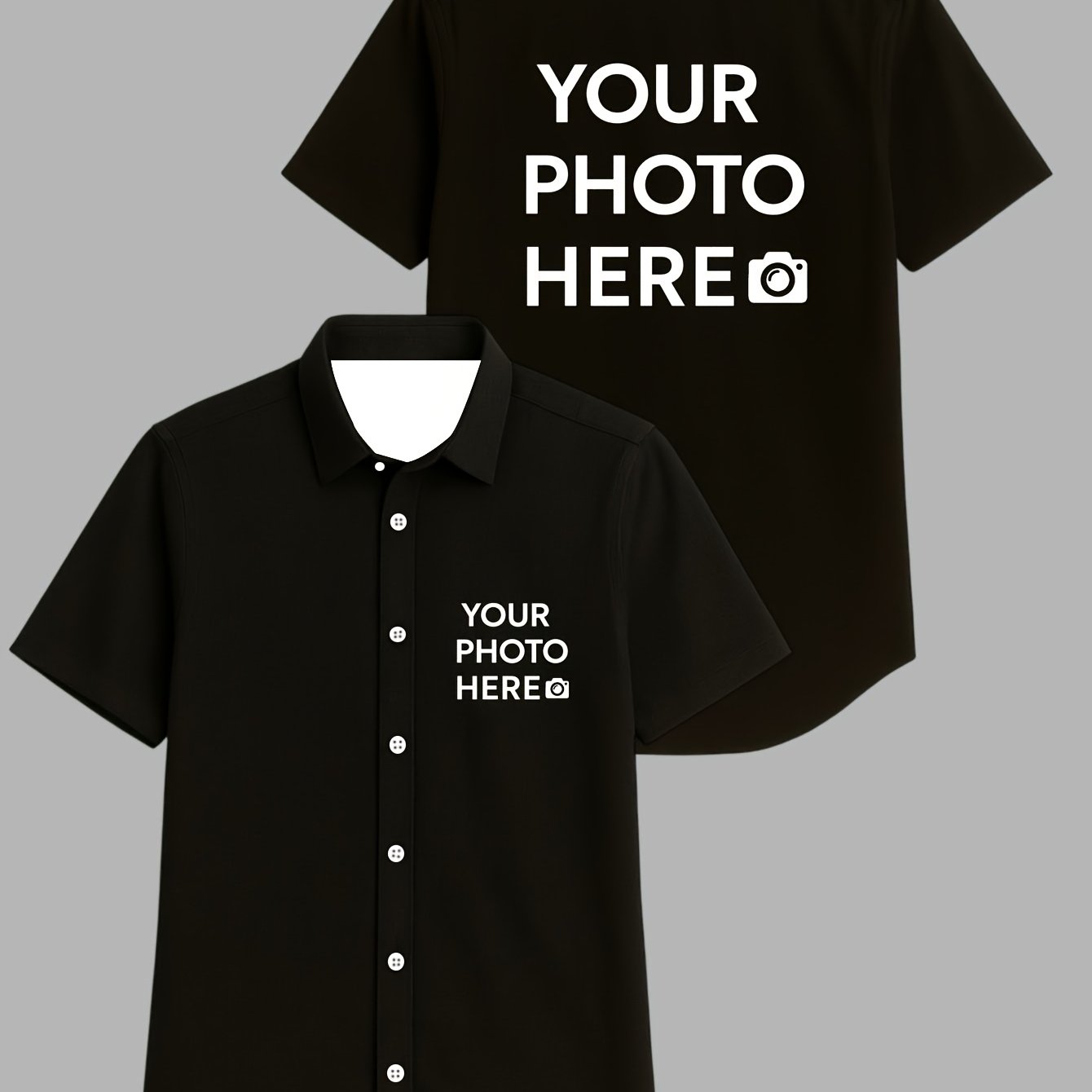 TEMU Custom Plus-size Men's Short-sleeve Shirts, Personalized Printing Of Text, Photos, And Logos, Diy Short-sleeve Summer Clothing, Suitable For