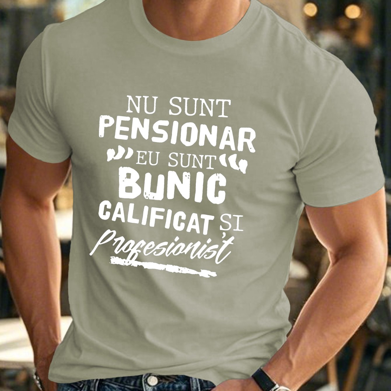 TEMU Men's Romanian Style Short Sleeve T-shirt - Casual Summer Round Neck Top With Romanian Text Print, Machine Washable Casual Attire & Cultural