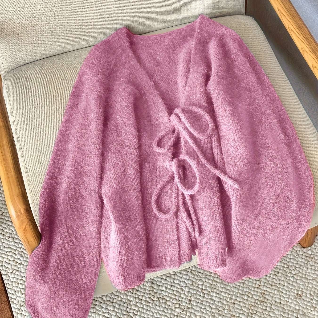 Women's Winter Soft Creamy Fluffy Loose Lazy Style Shaggy Sweater, Gavin