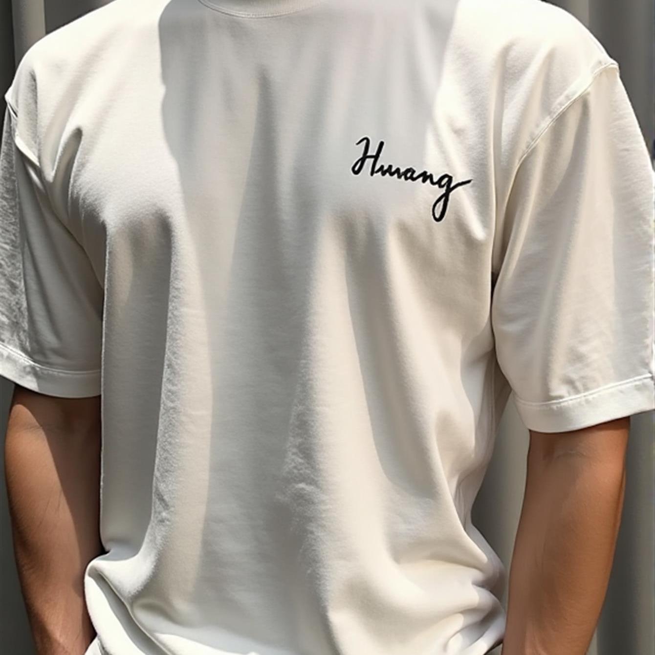 Men's Soft Crew Neck T-shirt | With Embroidered Detail, Loose Fit, Breathable Summer Top For Casual And Casual Attire