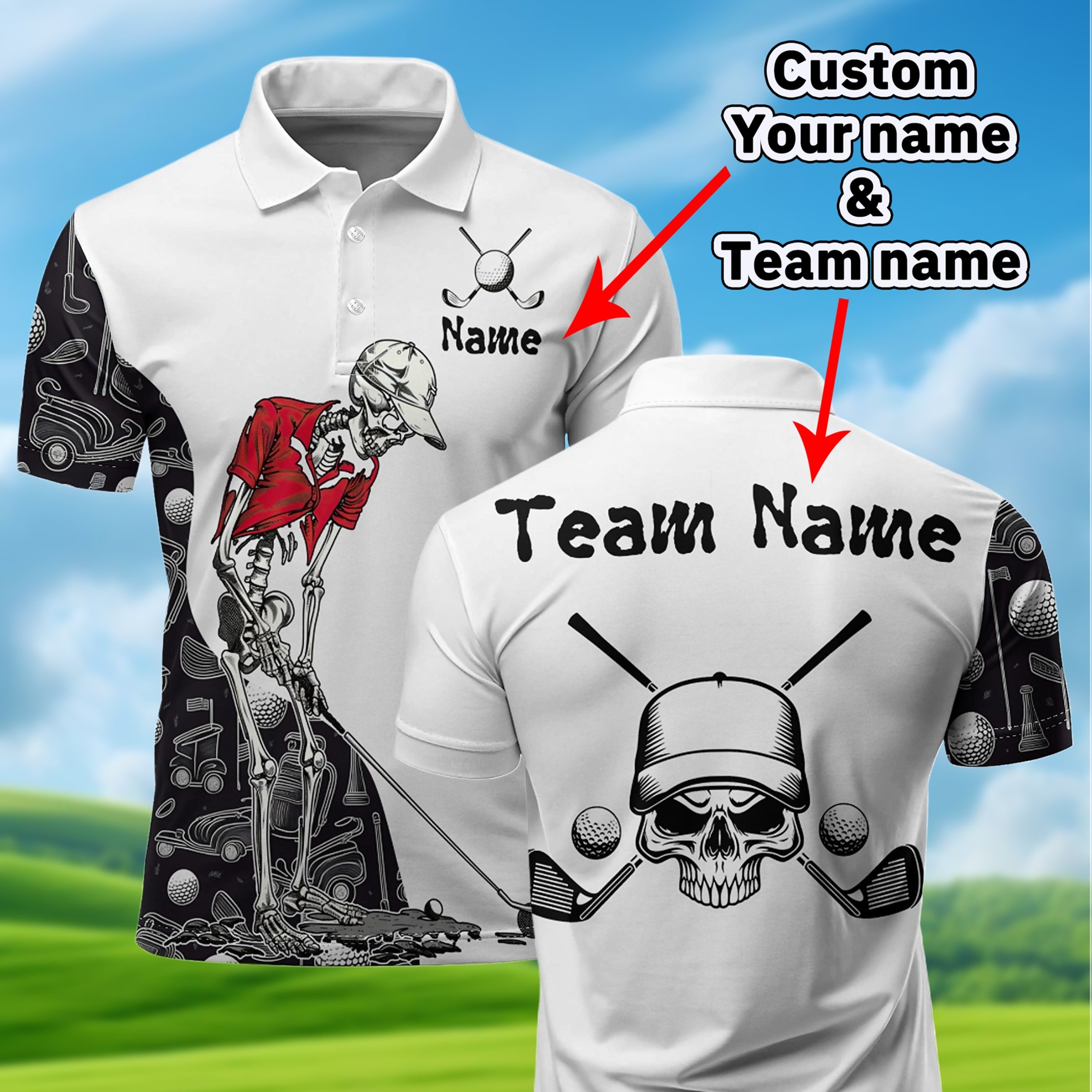 TEMU Customize Your Name And Team Name, Golf Sports Style Shirt For Men Short Sleeves, Colorful Print Design, Light And Breathable Fabric, Combining