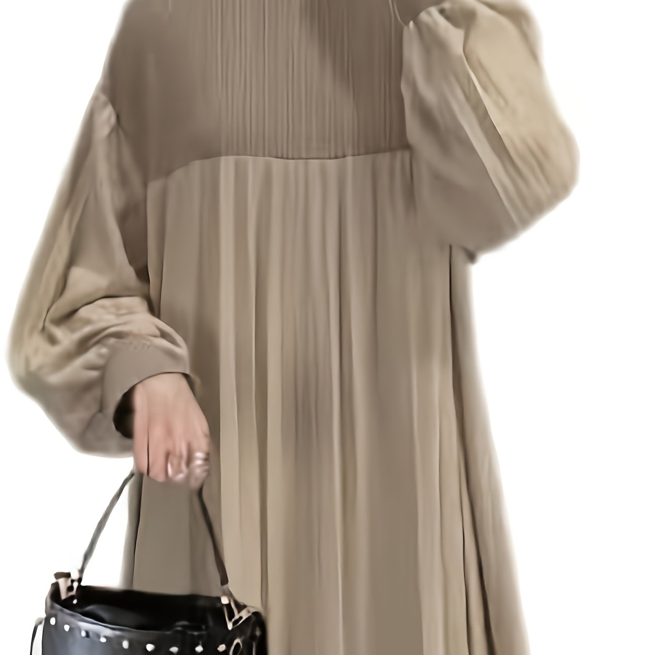 TEMU Pleated For Women - Long , Neck, Asymmetrical Hem & Drawstring