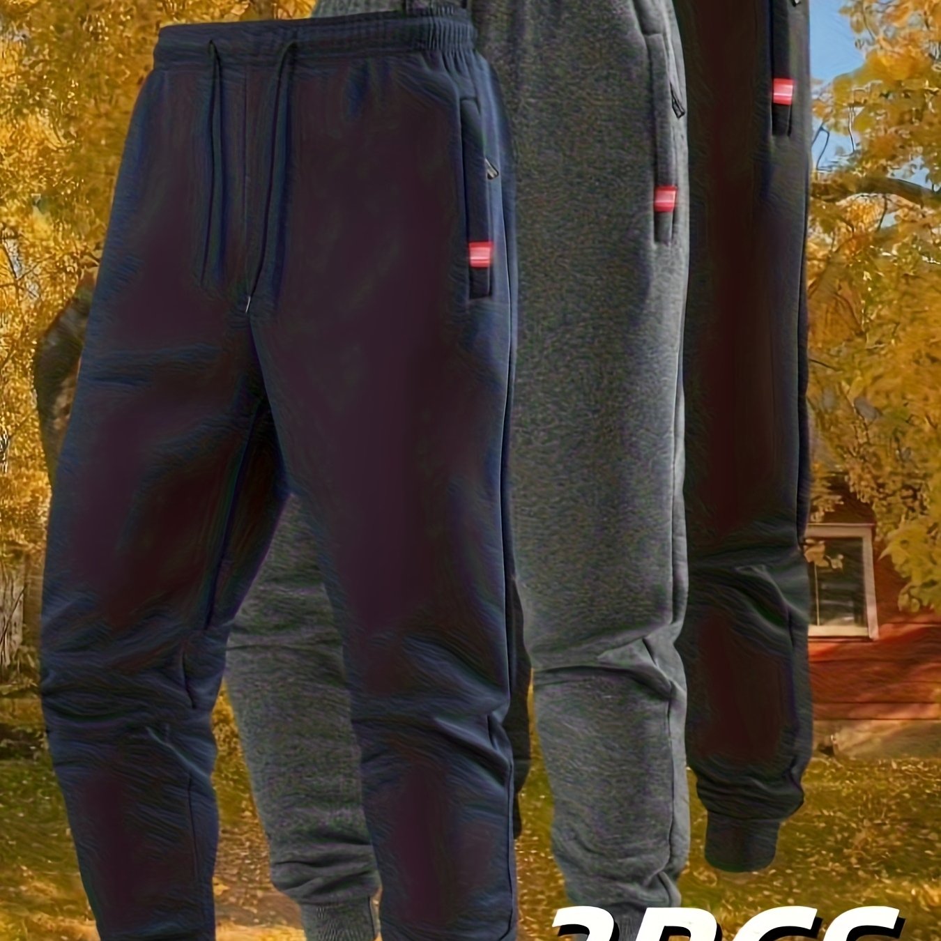 3pcs Men's Casual Jogger Pants - Durable, Versatile, Warm Polyester Sweatpants With Drawstring Waistband, Machine Washable, New Season