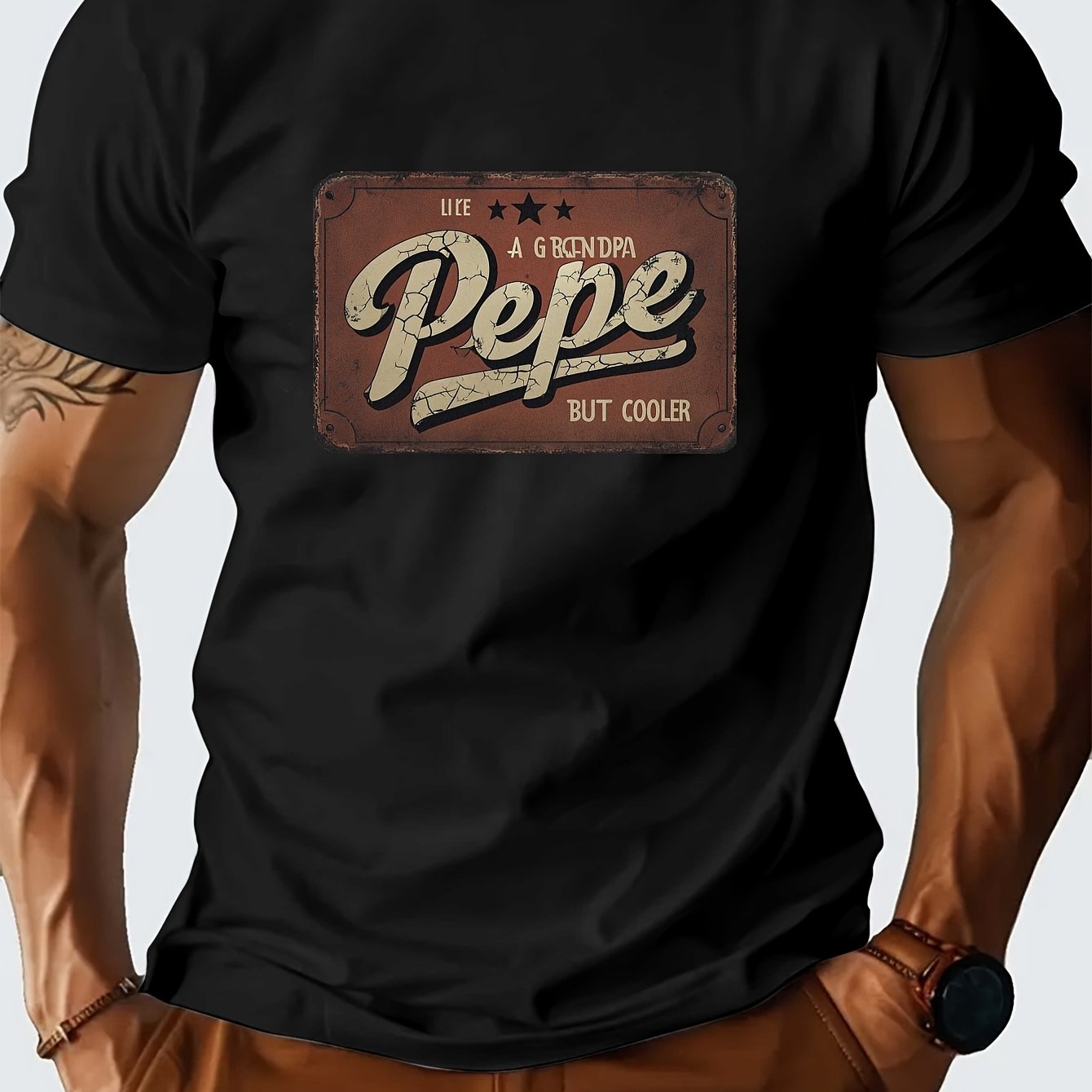 Image of Is Like Grandpa But Cooler Spring And Summer Men's Printed Short-sleeved Top, , Comfortable And Breathable, Moisture-wicking Summer T-shirt