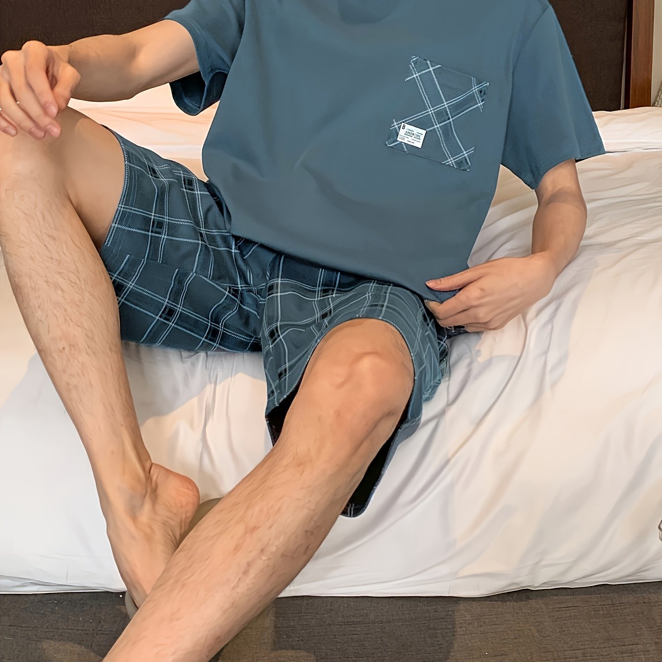 Pajamas Men's Summer Thin Short Sleeve Casual Teenager Men's Set
