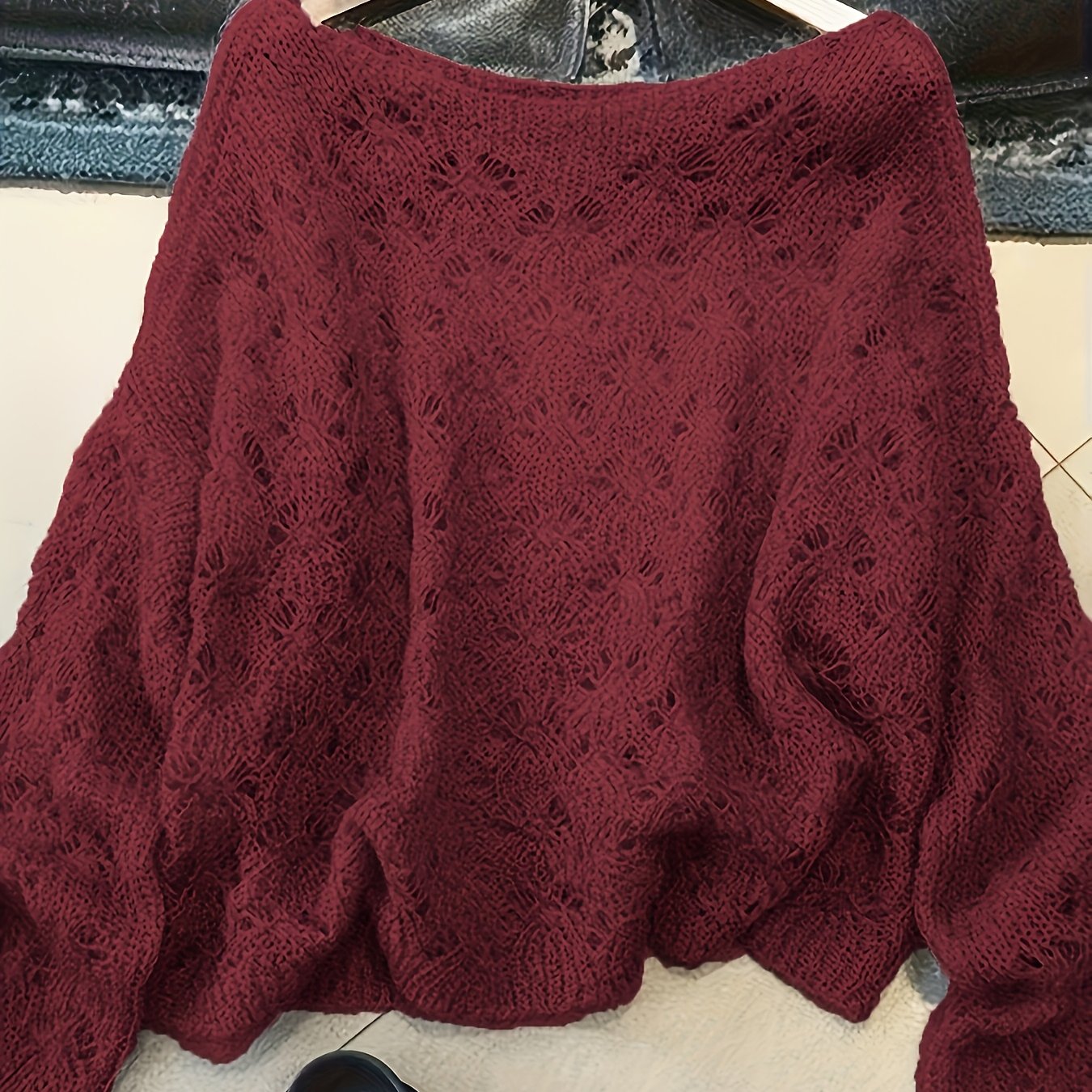 TEMU Soft And Lazy Hollow-out New Premium Cover-up Thin Loose High-end Age-reducing Versatile Pullover Sweater