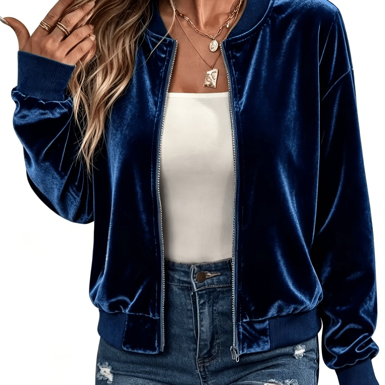 TEMU T-shirt zippé à manches longues en velours, confortable et tendance pour femmes, idéal pour et l'hiver