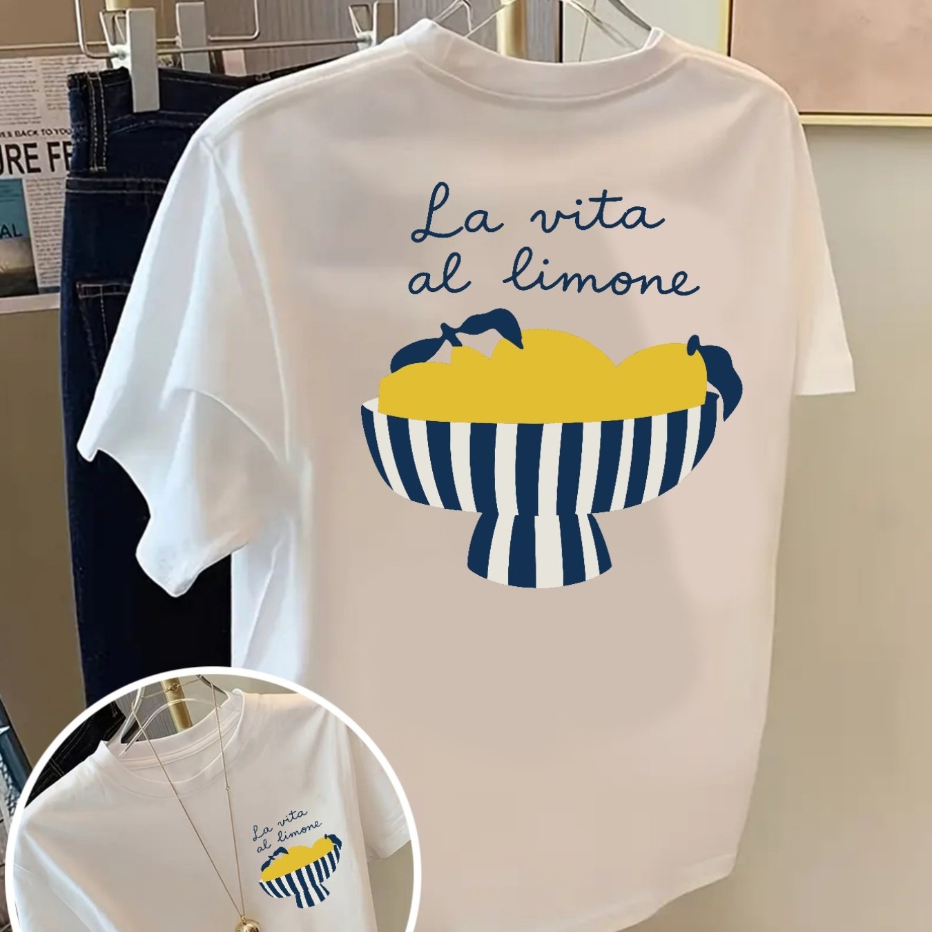 La Vita Al Limone T-shirt Women&*;s Italian Lemon Graphic T-Shirt
