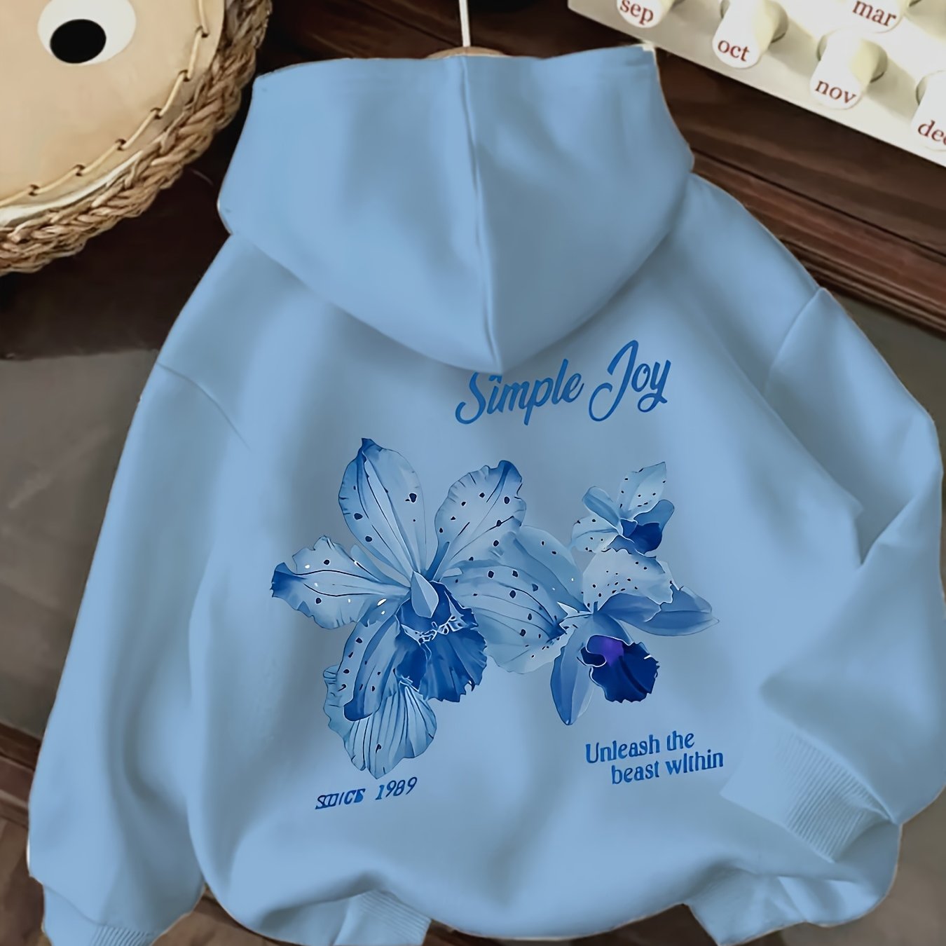 TEMU Women's Casual And Fashionable Trendy Loose-fitting Pullover With Floral Pattern Hoodie