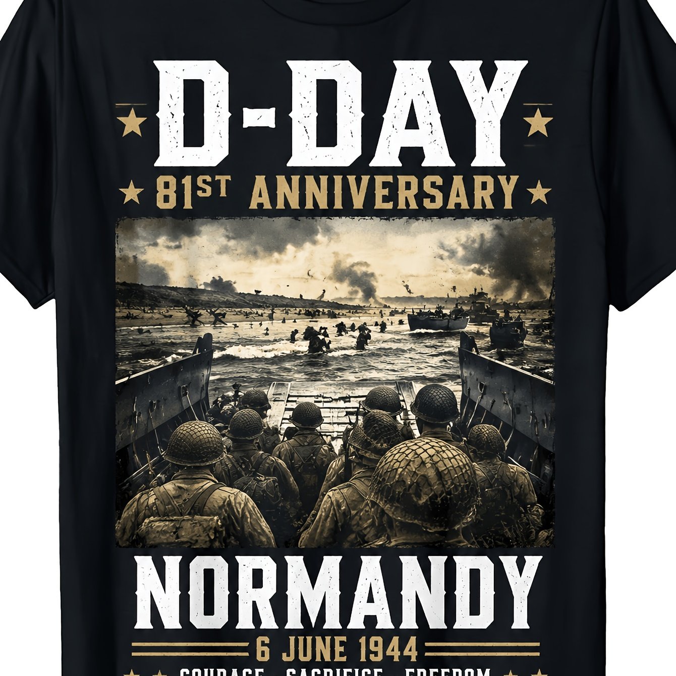 Men's Graphic T-shirt, D-day 81st Anniversary Normandy 1944 Vintage , Casual Wear, Ideal For Daily Wear And History Enthusiasts