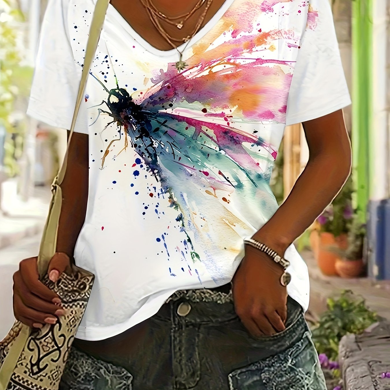 Women's Spring/summer Large Colorful Top