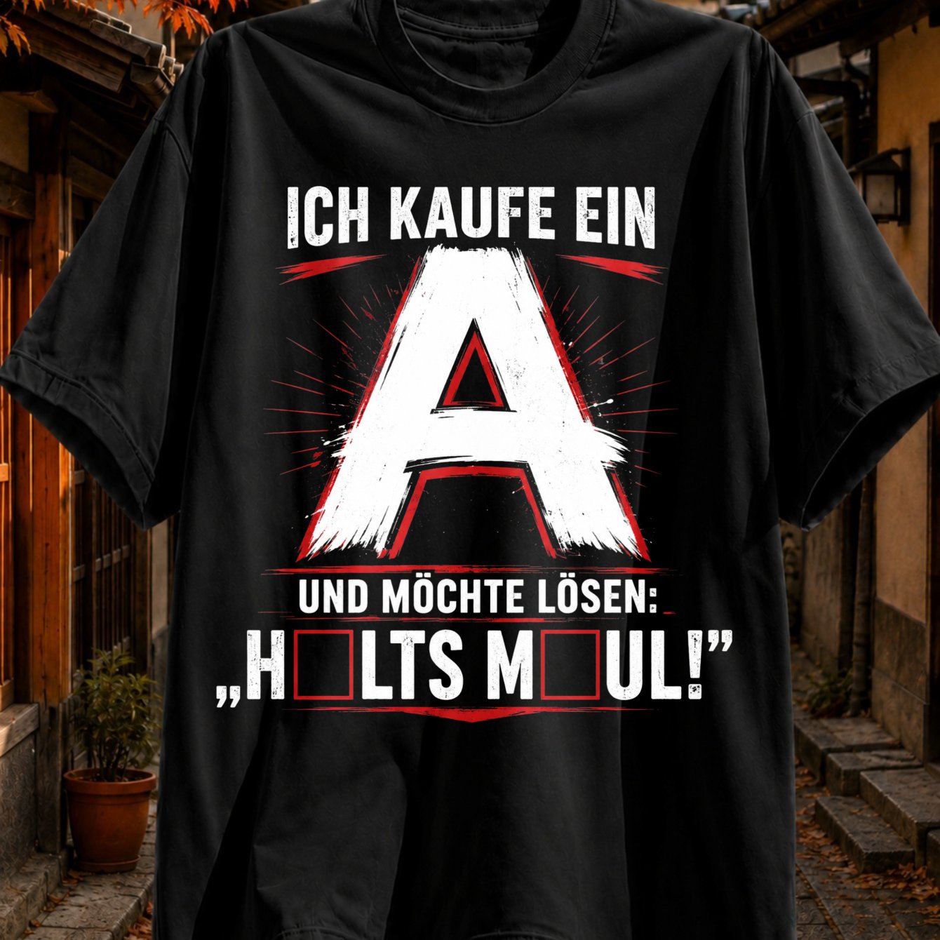 Image of Men's T-shirti Buy An A And Like Loose Hold Your Tongue German With Enormous Letter A And Red Graphic Unisex All T-shirtplus Size, Plus Size