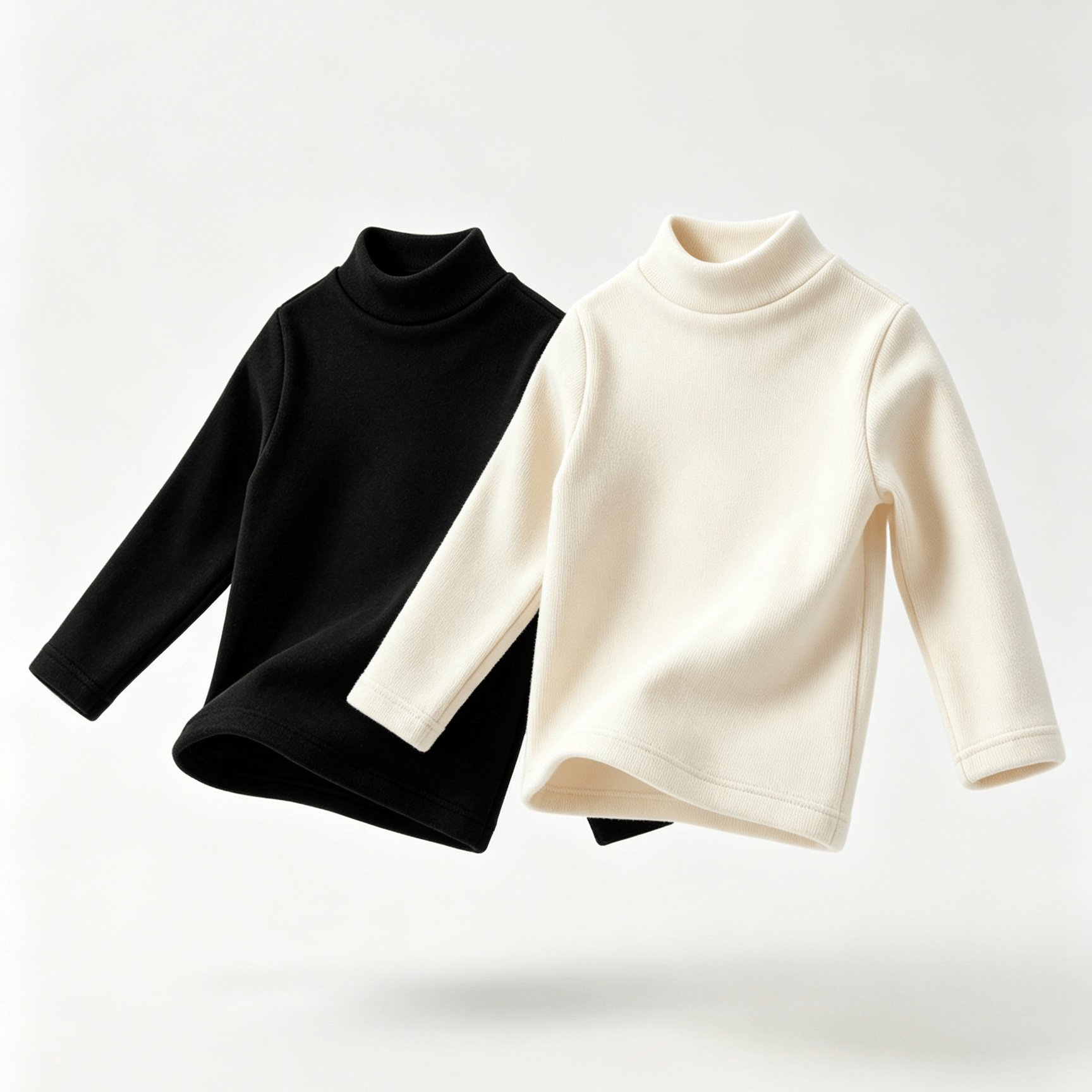 TEMU Girls' Solid Color Semi-high Neck Warm Top 2pcs Set, Autumn Winter Fitted Base Layer Long Sleeve Shirt, Easy Solid Color, Basic And Versatile,