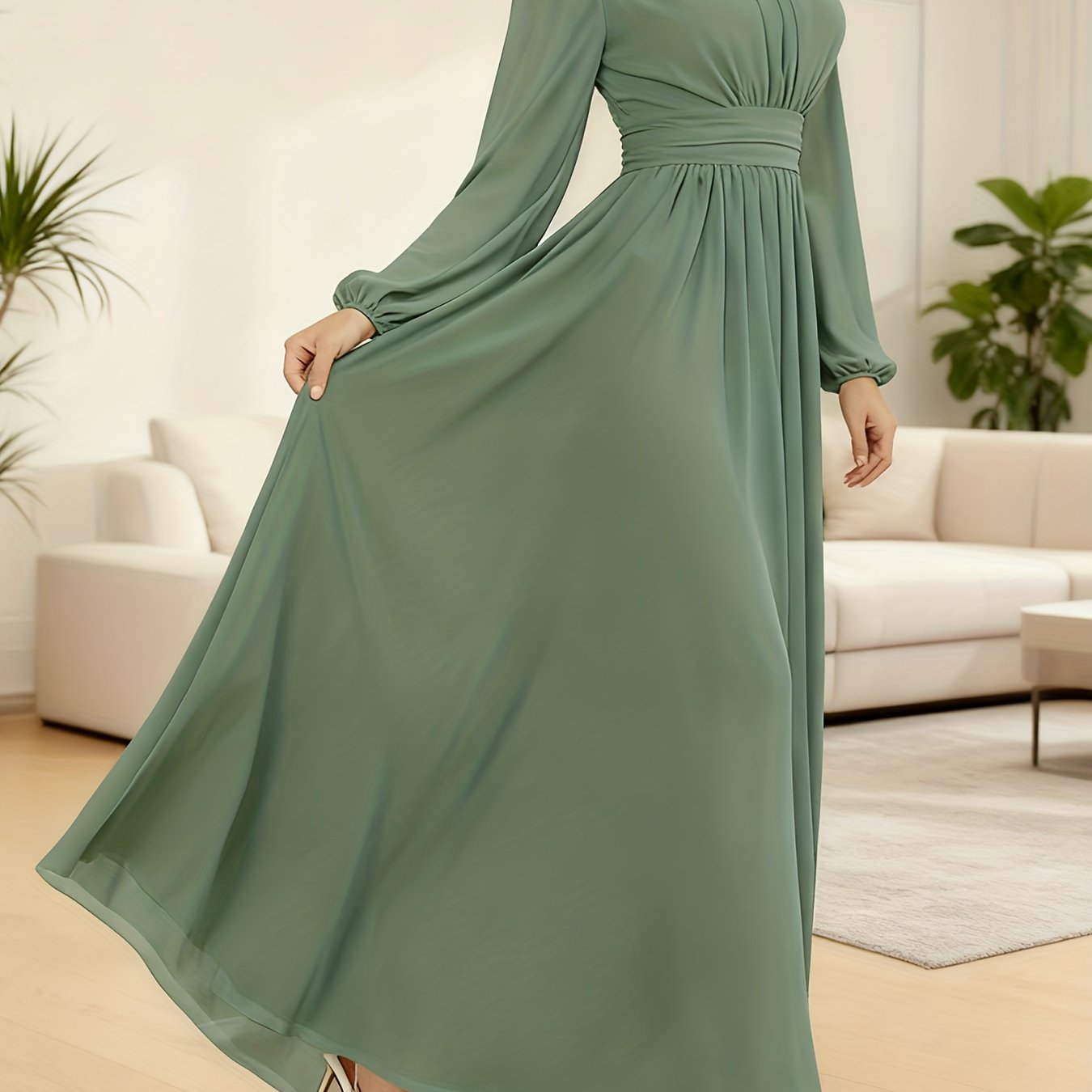TEMU P373 Elegant, Dynamic, And Flowing A-line Dress With Waist Cinching And Flared Hem, Suitable For Dates, Dinners, And Weddings, For Women And