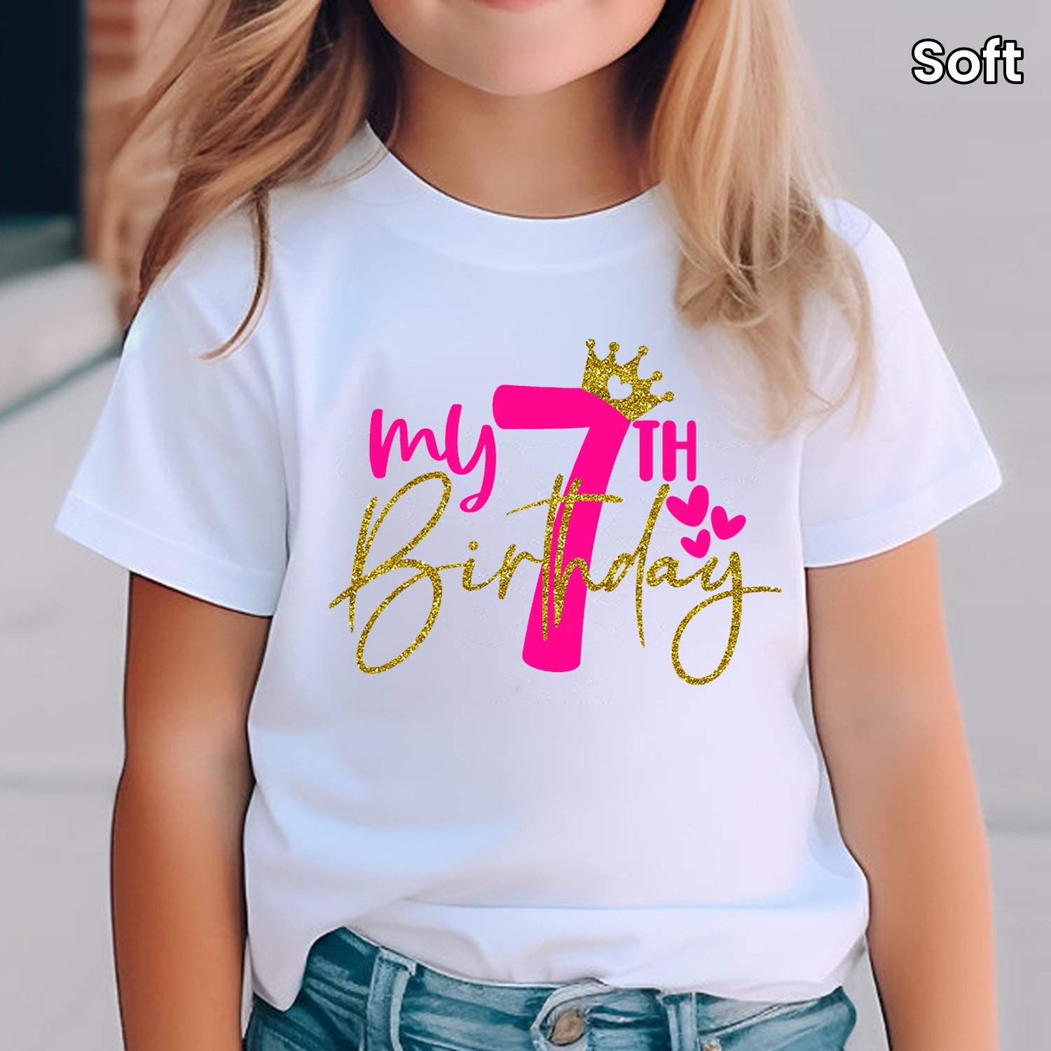 TEMU Girls' Casual T-shirt With Birthday Graphic, 100% Cotton, Soft & Elastic, Comfy Crew Neck Short Sleeve Top, Summer Wear
