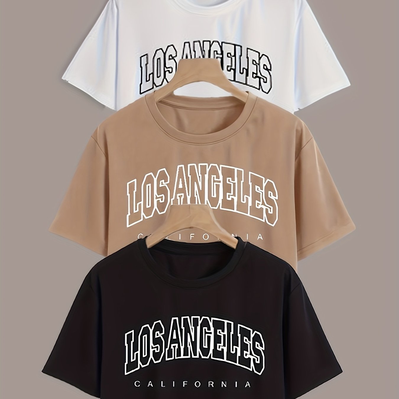 TEMU 3pcs Women's Mixed Color Printed Crop Top Short Sleeve Quick-dry Fabric T-shirts