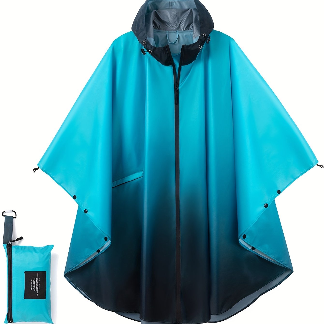 Men's Stylish Hooded Rain Poncho With Pocket - Casual Gradient Color, Loose Fit