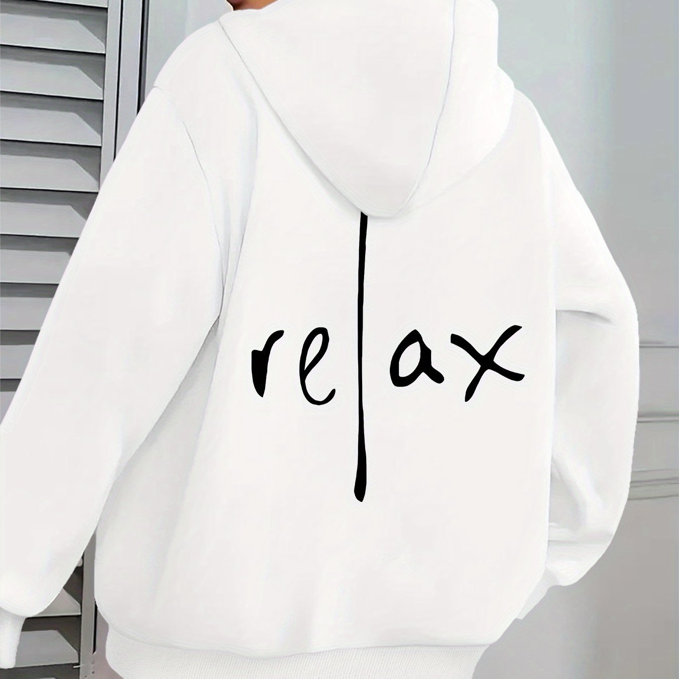 TEMU Solid Color 'relax' Letter Stylish Casual Sports Loose Party Comfortable Long Sleeve Pullover Hoodie