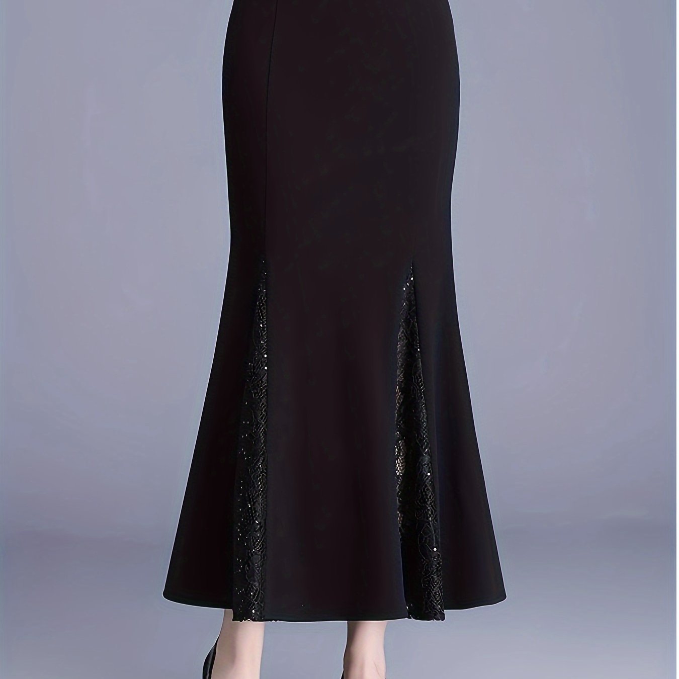 TEMU Lace Mermaid Skirt Midi Skirt For Women Spring Summer Long Skirt High Waist Ruffle Bodycon Skirt