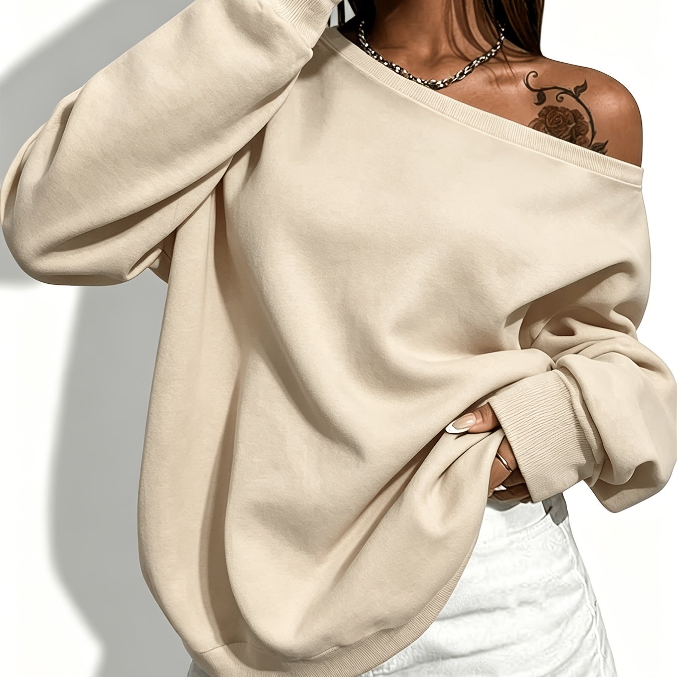 TEMU Plus Size, Stylish Autumn/winter One-shoulder Top A Chic Solid-color Piece In 5 Vibrant Dopamine-style Colors This Comfortable Affordable