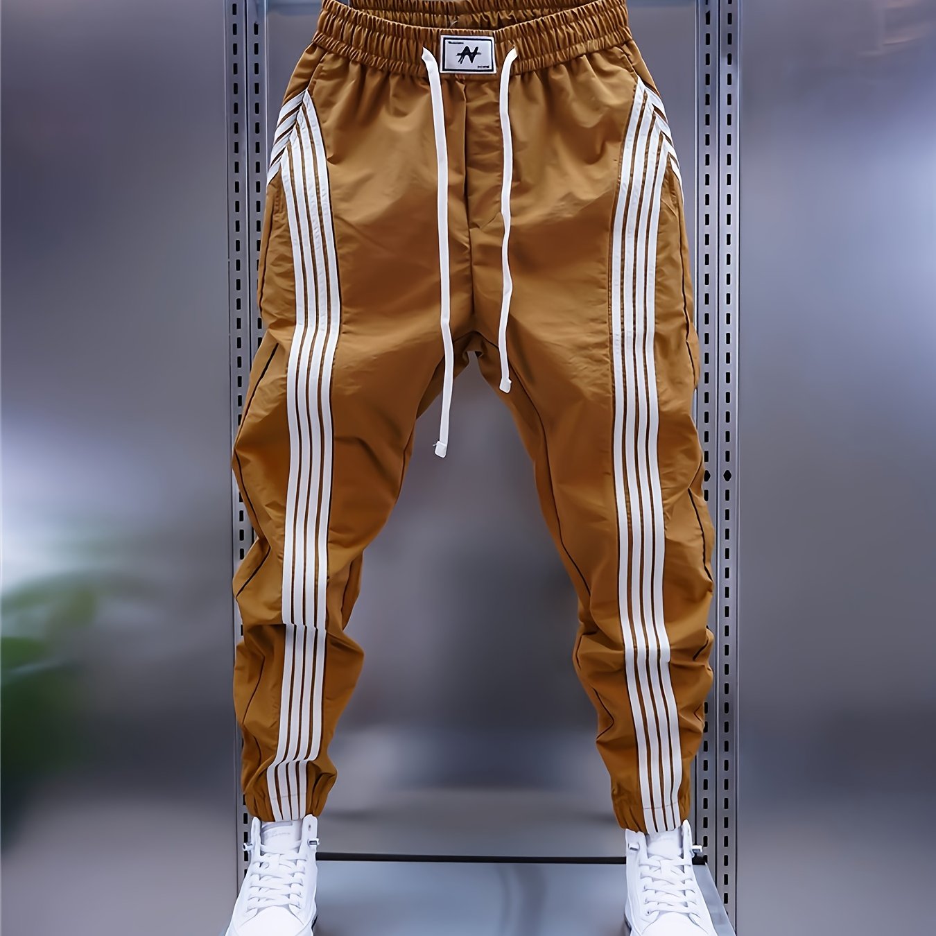 Patch-panel Casual Cargo Pants For Men, Spring/autumn Season, Athletic Leisure Slim-fit Tapered Pants, Versatile Harem Trousers, Essential For , Travel, And Parties