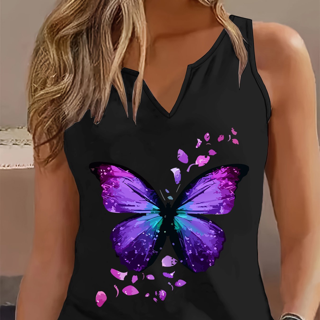 TEMU Graphic Print Tank Top, Sleeveless Casual Top For Summer & Spring, Women's Clothing