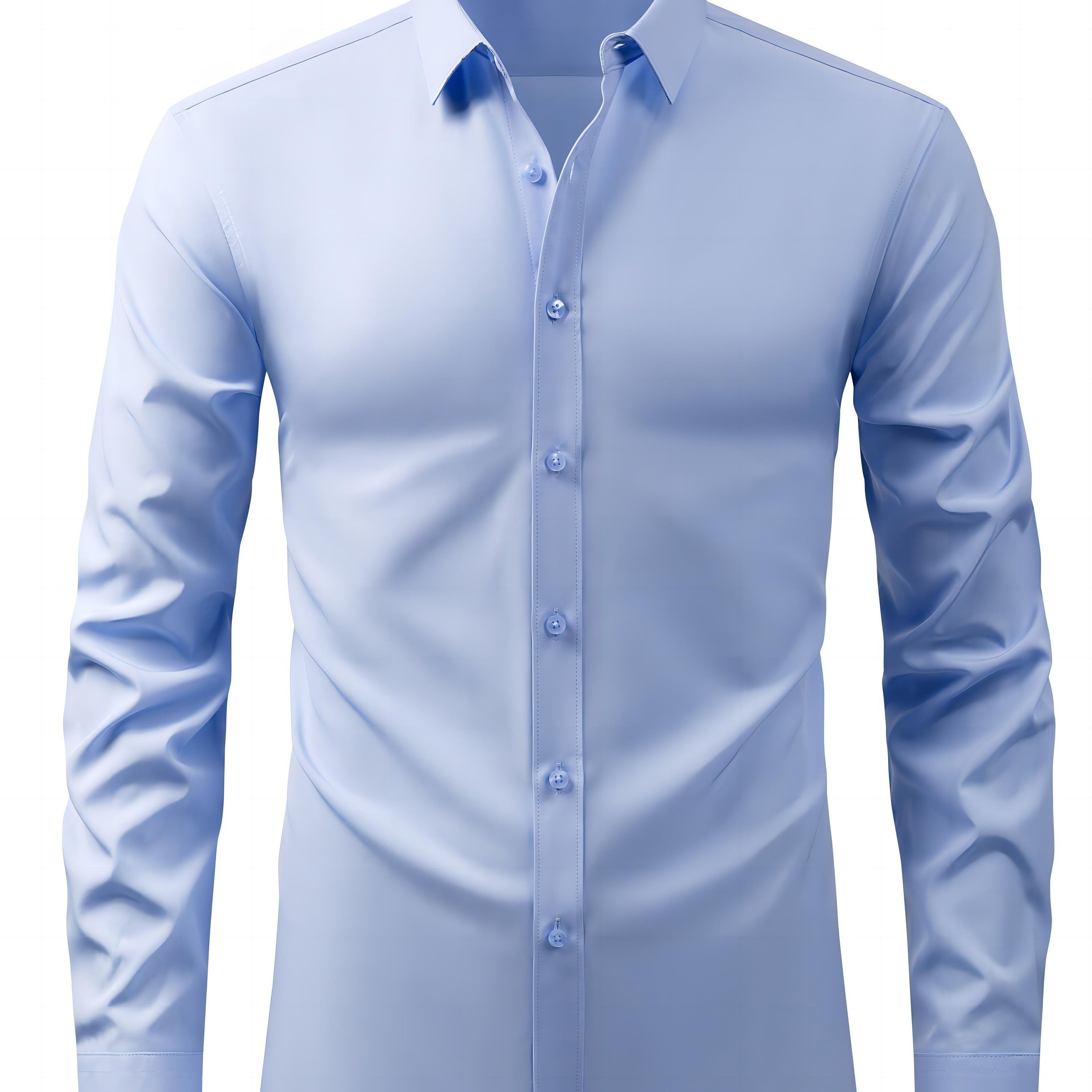 TEMU Lapel Collar Shirts, Long Sleeve Casual Shirt For Formal Occasions