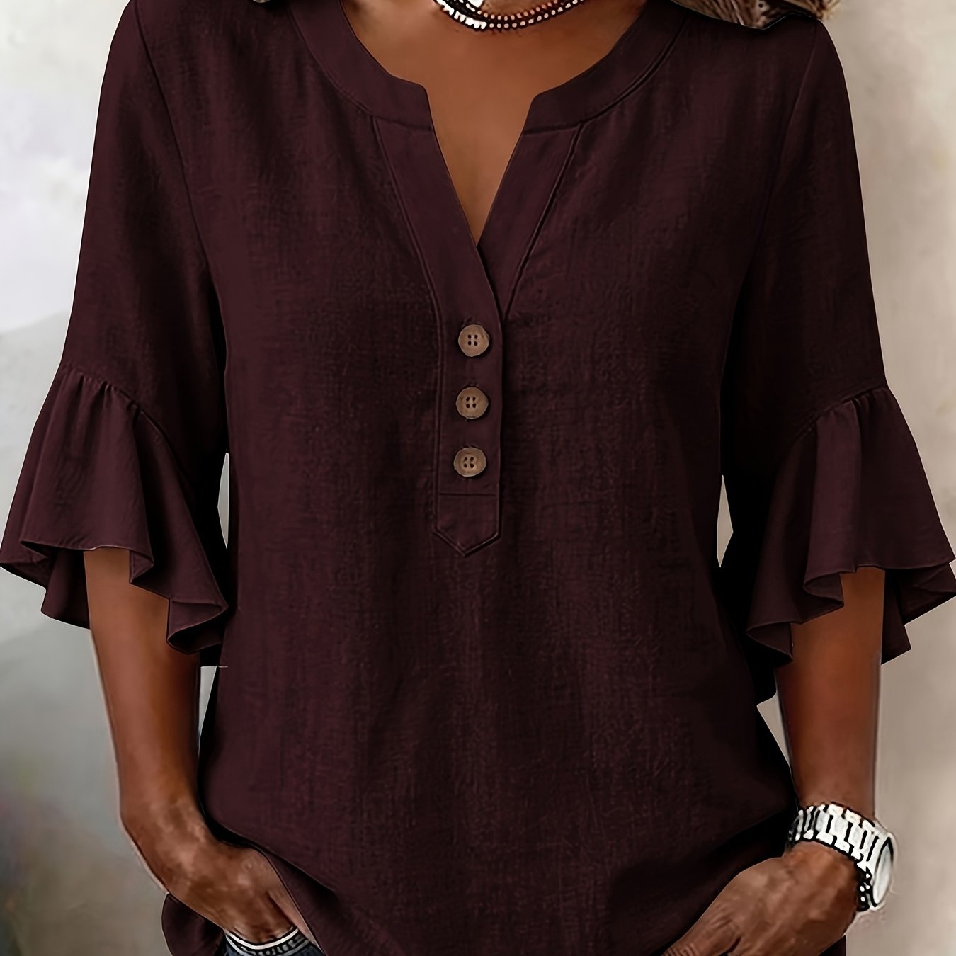 TEMU New Stunning Taxi Directional Half-cardigan Solid Color Short-sleeve Shirt, Versatile Women's Tunic Shirt, In Multiple Colors
