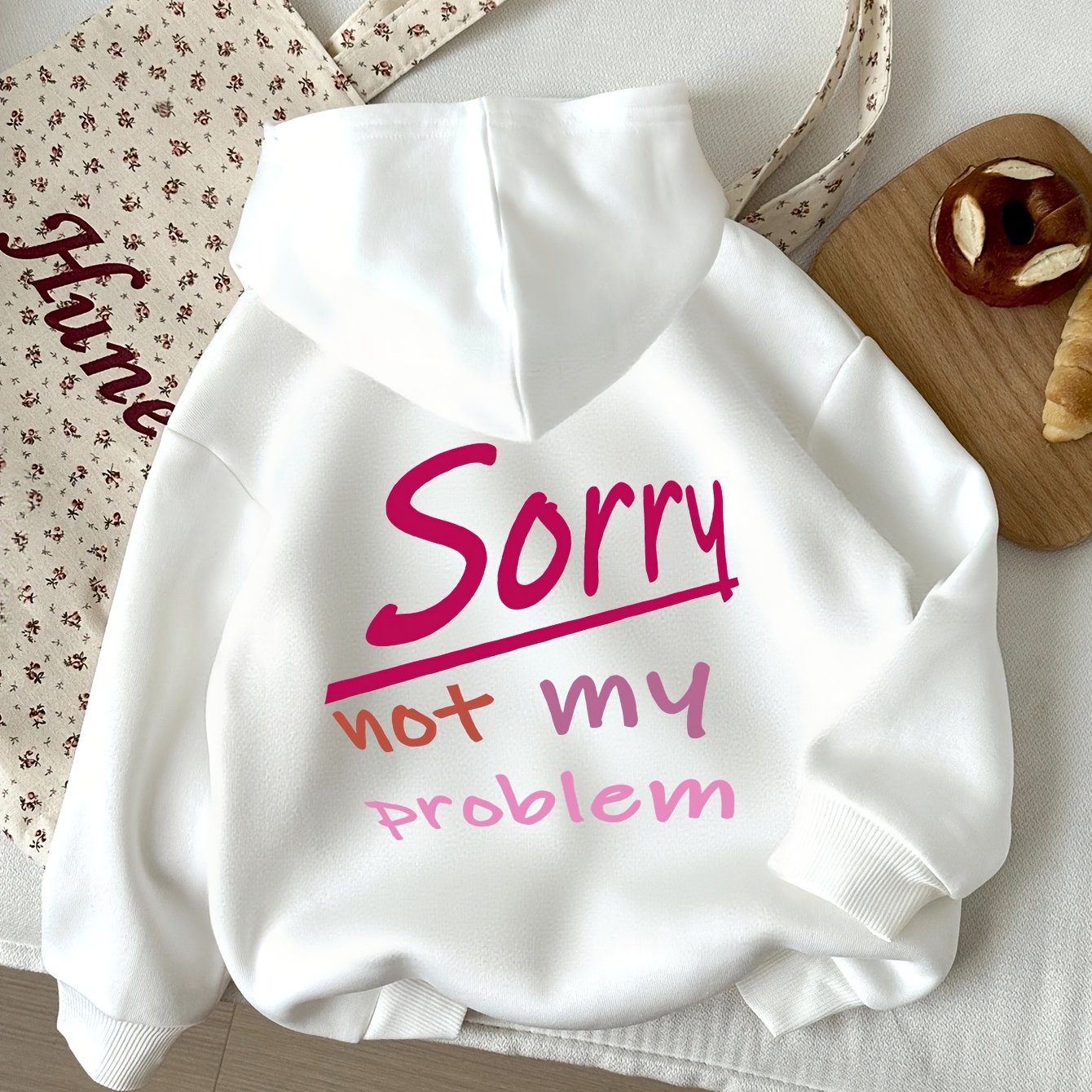 TEMU 1pc ' & "not My Problem" Slogan Hoodie - A Loose-fitting Casual Sweater With Lettering, Suitable For Spring/autumn Casual Wear, Women's Clothing