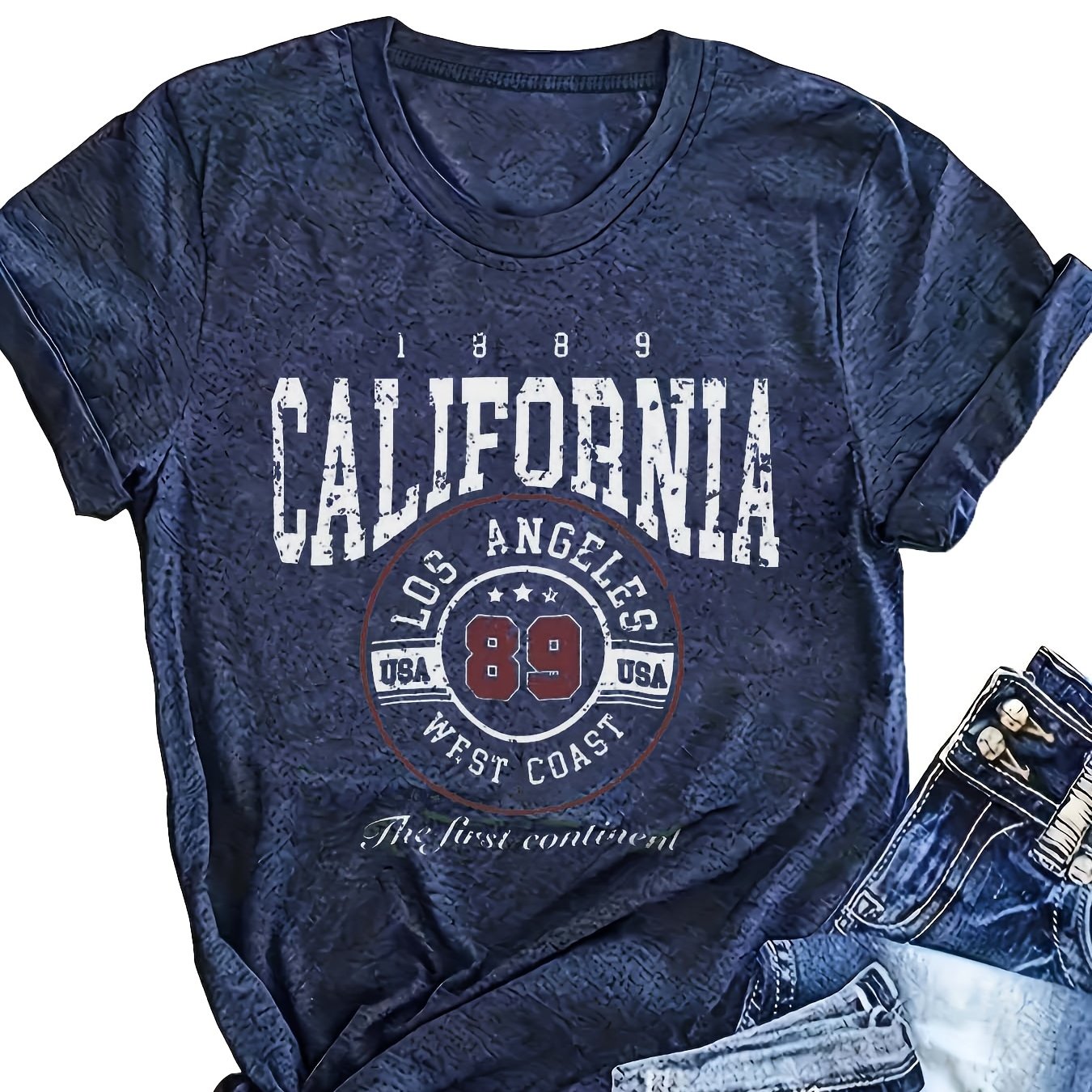 Image of 2024 -border European And American Women's Wear, Round Neck Short Sleeve Casual Loose Top Base Short Sleeve T-shirt