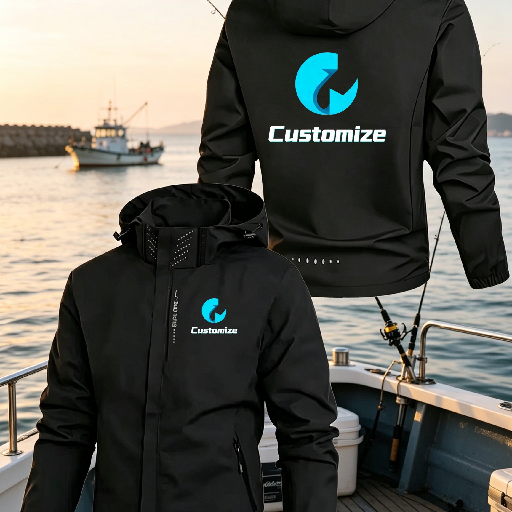 TEMU Premium Professional Custom Men's Hooded Jacket, Detachable Hood, Personalized Free Customization Of Logo/non-stretch Fabric, Suitable For Work,