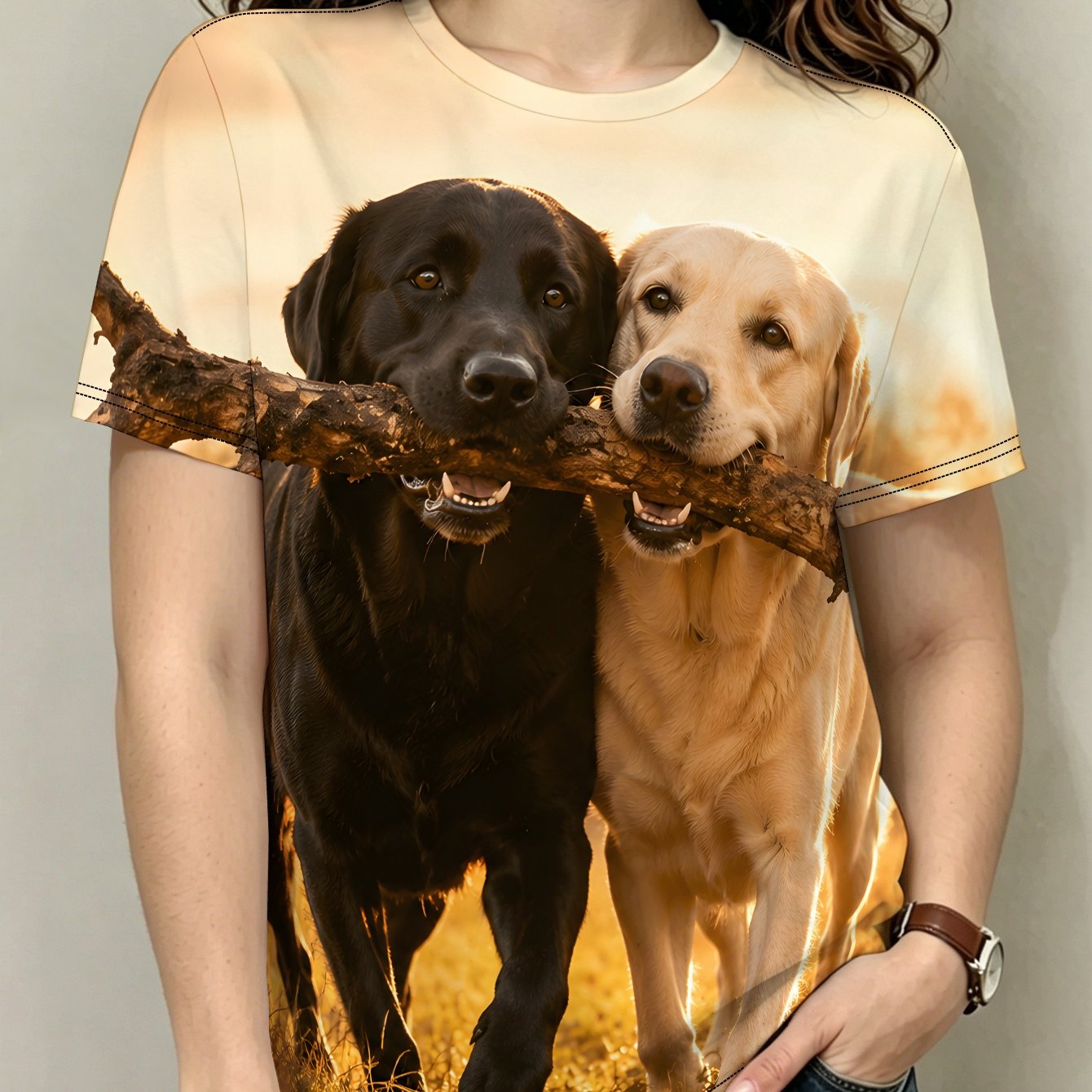 TEMU 2d Labrador Branch Women's Casual Short Sleeve T-shirt