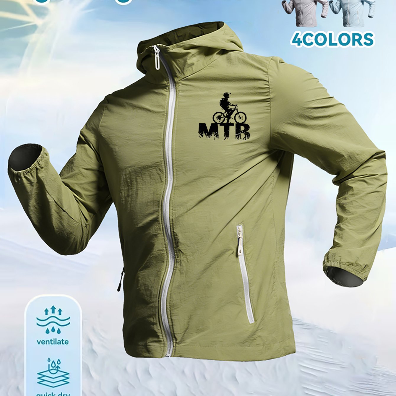 TEMU Mtb Mountain Bike Print Men's Summer Lightweight Thin Hooded Skin Suit For Cycling And Sports Wear
