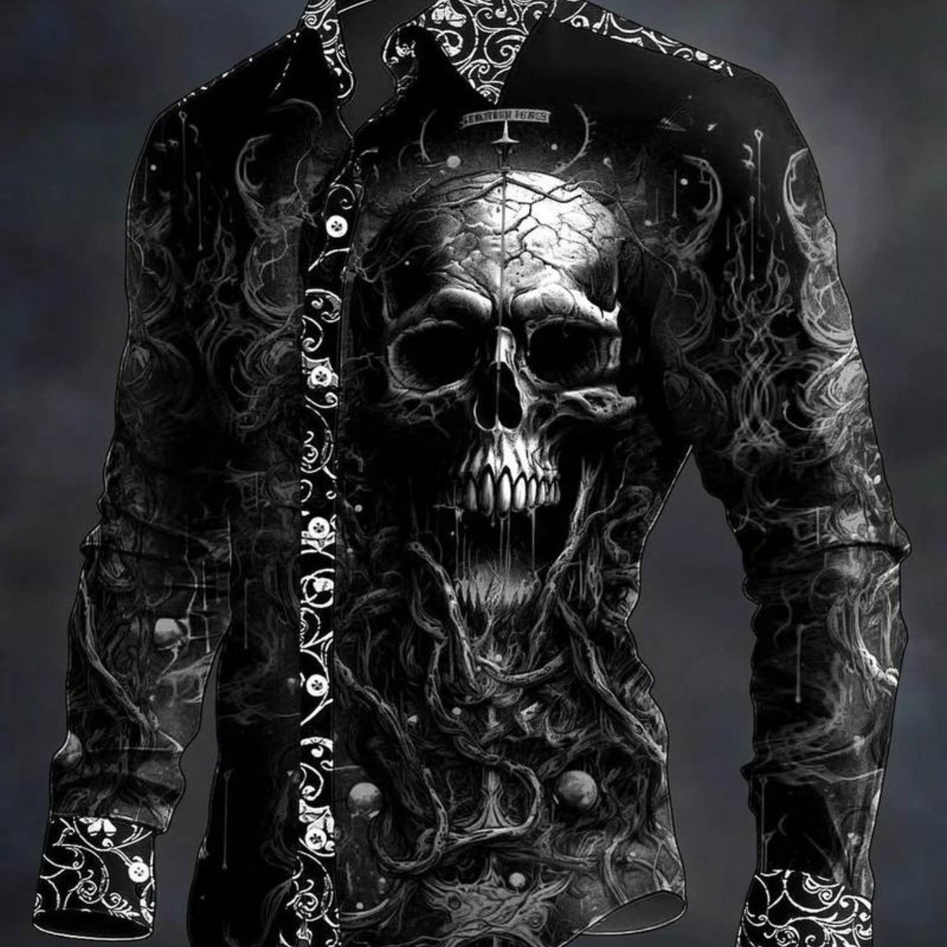 Plus-size Men's Long-sleeve Floral Shirt, Men's Plus-size Shirt, , Street And , Pointed Collar, Long Sleeves, Slightly Stretchy, Casual And Comfortable, Plus Size