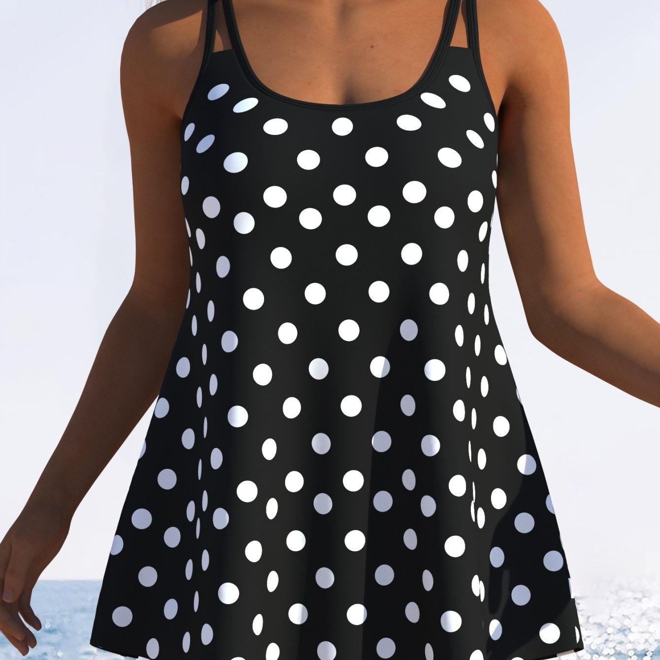 Image of Ladies' Tankini Two-piece Set, A Modest And Stylish Swimwear Outfit Suitable For Beach And Spa Vacations