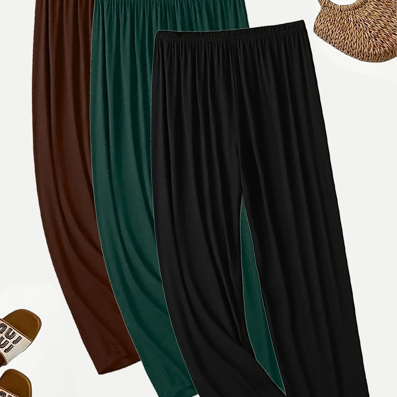 E-shop Plus Size, 2026 Neue Unifarbene Plus Size Modal Skinny Hosen für Damen, High Waist Stretch Leggings für Zuhause oder Outdoor, Schmale Fußhosen,
