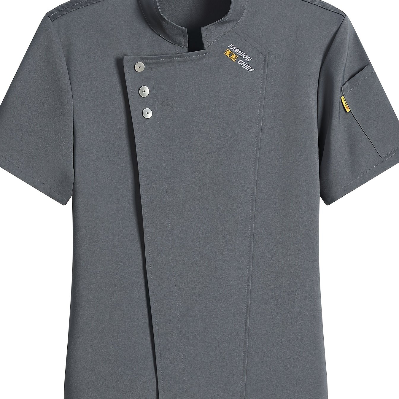 1 Uniform, Breathable Short Sleeved Shirt, Stand Up Tie Pocket, Kitchen, Bakery, Western Restaurant, Bakery, School Cafeteria, Chef Uniform.