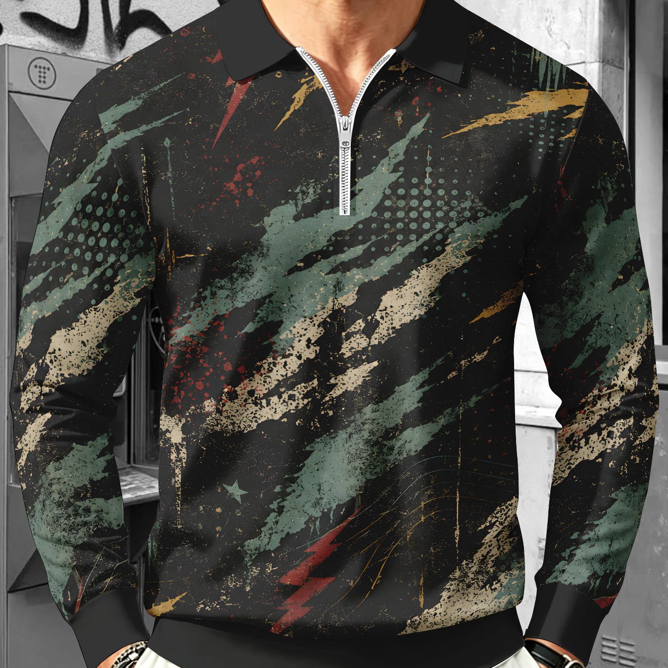 TEMU Men's Lapel Half-zip Shirt, Western Retro Casual Top, Comfortable Leisure Business All-match, Ideal For Spring And Autumn, Best Gift For