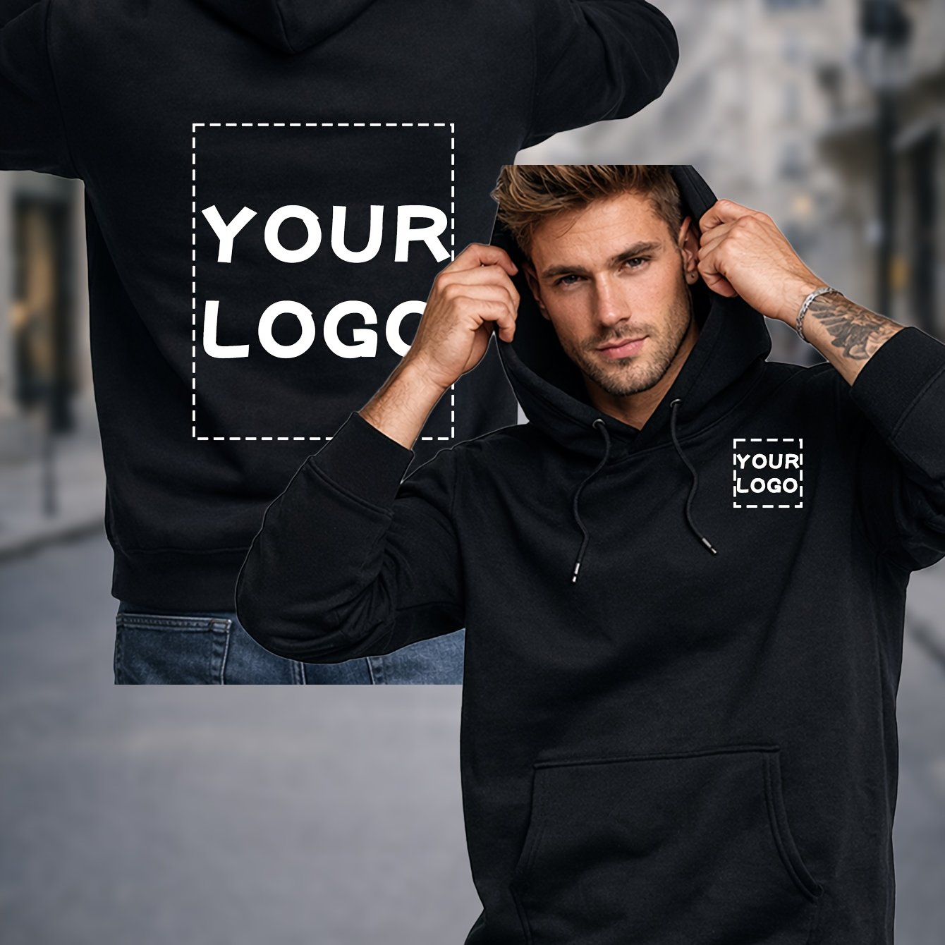TEMU Customized Hooded Sweatshirt | Long-sleeved With Unique Patterns/photos, Casual Sportswear, Suitable For Daily Wear And Outdoor Activities,