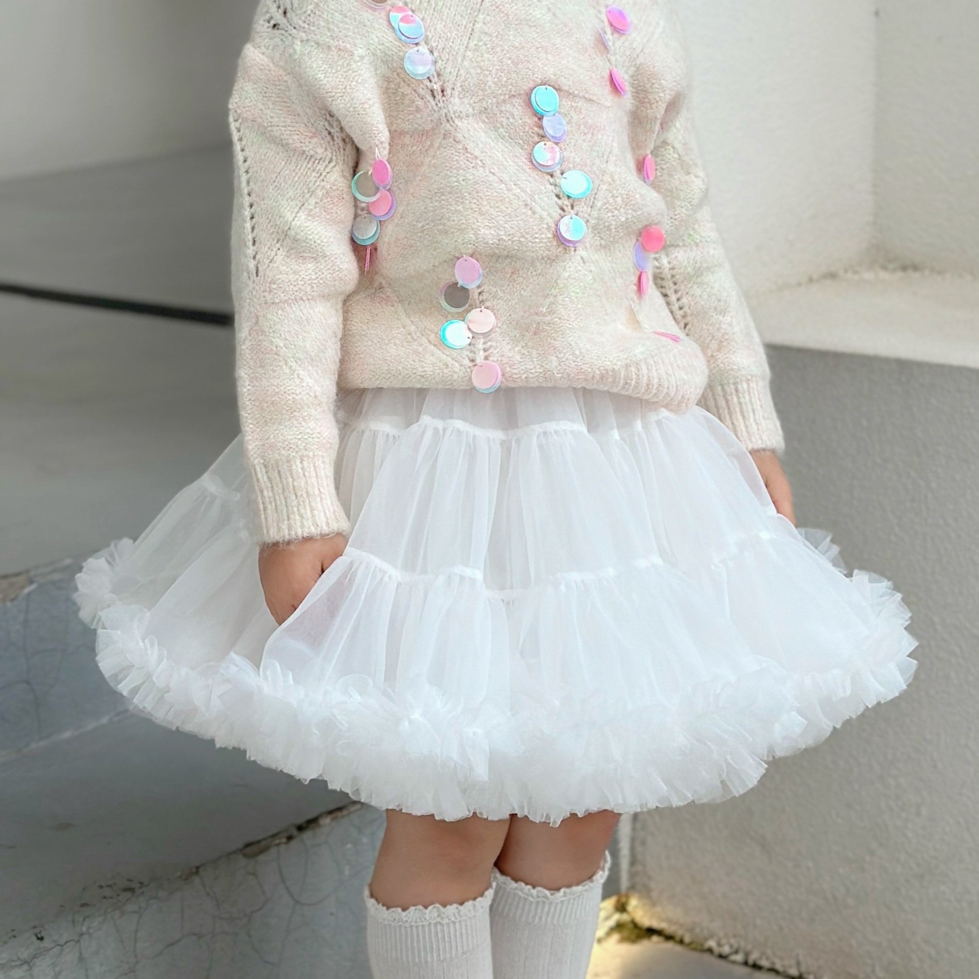 Image of Girl's Infant & Toddler Mesh Cake Tutu Skirt With Elastic Waist, Layered Half-skirt, Dress, Suitable For Daily Parties And Holiday Gifts