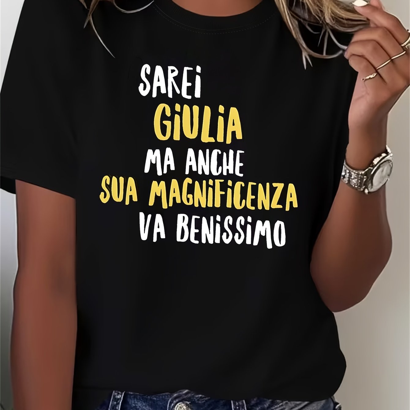 TEMU 1pc Character Print Women's Short Sleeve T-shirt, Simple And Fashionable, Suitable For Daily Wear, Gift, Birthday Gift, Best Friend Gift, Casual